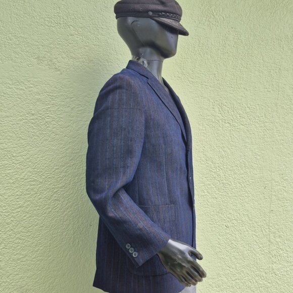 STAVA UOMO COLLECTION Men's Luxury Blue Corduroy (3) Button Blazer/Sport Coat - Picture 12 of 17